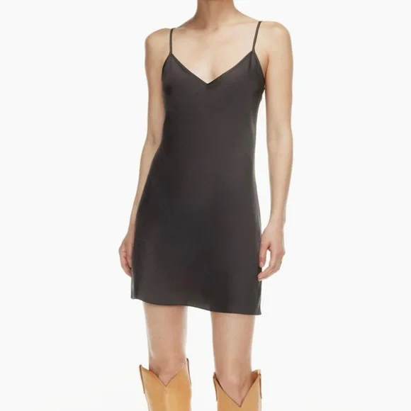 aritzia mini slip dress NEW ARITZIA Wilfred Only Ruched Slip Dress